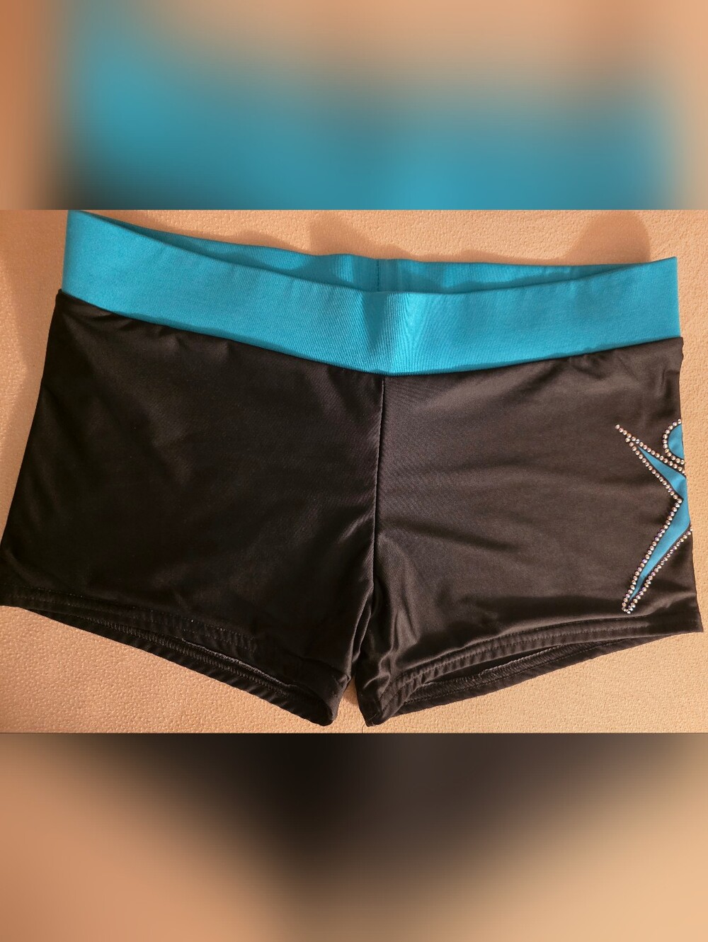 CEA Xman Rhinestone Shorts with Teal Waistband